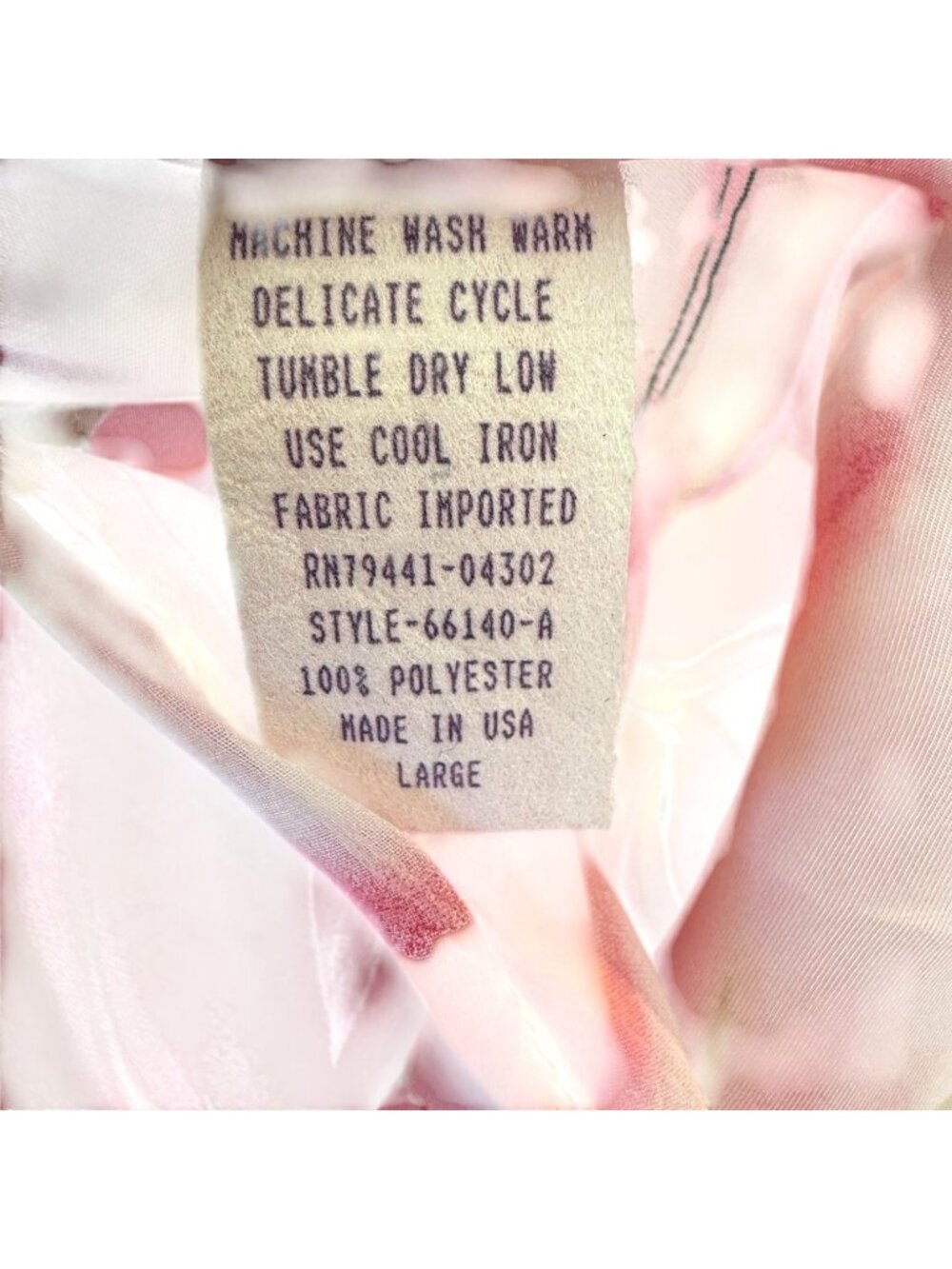VTG Amelia’s Floral Peach Pink Tulip Nightgown Bow Size Large Made USA Side Slit - Picture 8 of 8